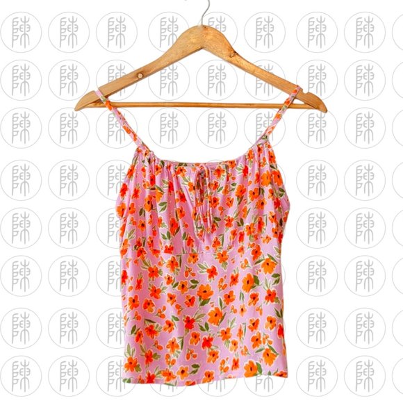 Primark Tops - Pink And orange Flower Primark Cropped Vest Top Size 8